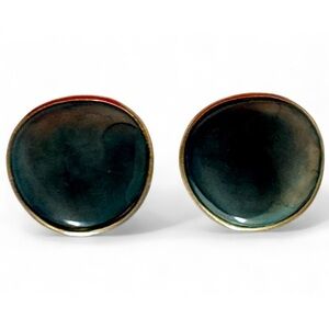 Vintage Dauplaise Large Clip-On Earrings Milky Green Resin & Gold-Tone Setting